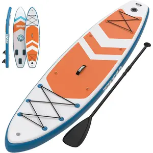 Extra Wide Inflatable Stand Up Paddle Board for Adults, Non Slip Traction Deck and Multi Fin Setup, All Inclusive SUP Kit with Backpack, Safety Leash, and Air Pump, Portable for Open Water