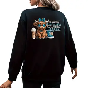Black Highland Cow Pullover Sweatshirt