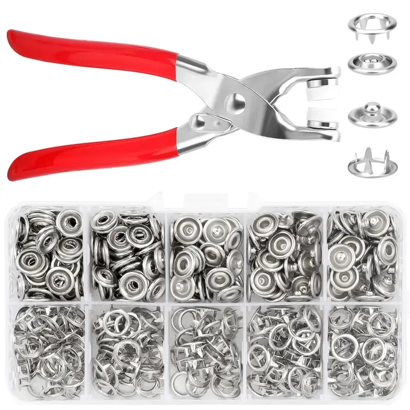 [Snap Fastener Kit] 100pcs Heavy-Duty Metal Snap Fastener Kit With Hand Press Pliers - All-In-One Sewing Tools For Various Projects, Sewing Supplies Crafts, Faux Leather, Clothing, Belts, Bags - Compatible With Snap Buttons