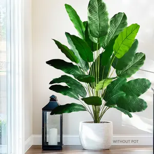 66-82-118cm (47.1in) Artificial Tropical Palm Tree Fake Banana Plant Leaves Real Touch Strelitzia Plastic Plant Artificial Faux Greenery for Home Garden Artificial Trees Outdoor Artificial Fake Plants