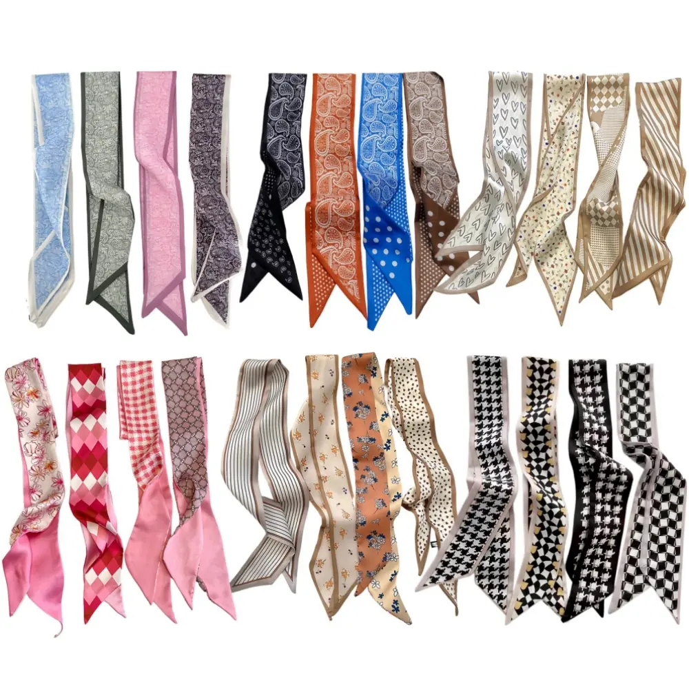 24Pcs Fashion Scarves for Women Multifunctional Neck Scarves Purse Scarf Headbands for Bags Hair Accessories
