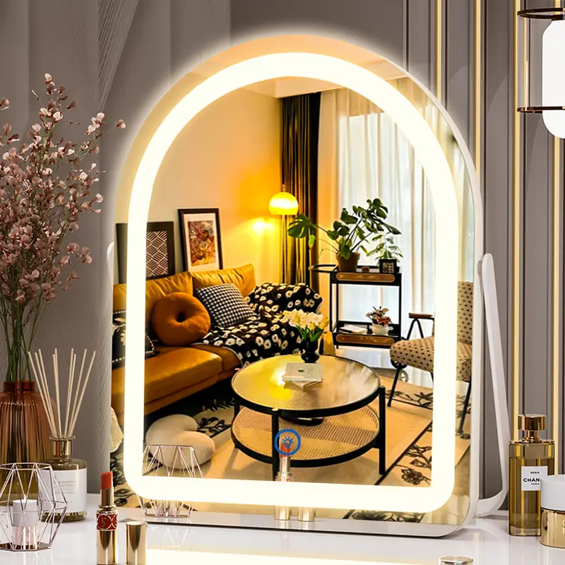 Vanity Mirror with Lights, 11"×14" Arched LED, Smart Touch Control, Dimmable 3 Modes, White, Lighted Makeup Mirror
