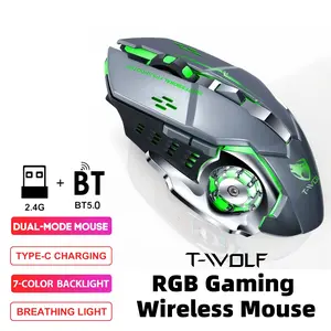 Rechargeable Wireless Mouse, Whisper-Quiet Dual Mode (Bluetooth+2.4G) Portable Mice, Long Battery Life Silent Travel Mouse for MacBook, Tablet, Office, Library