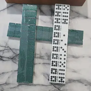Jumbo Domino Game Set with Glittering Green and White Tiles for Fun Family and Party Games