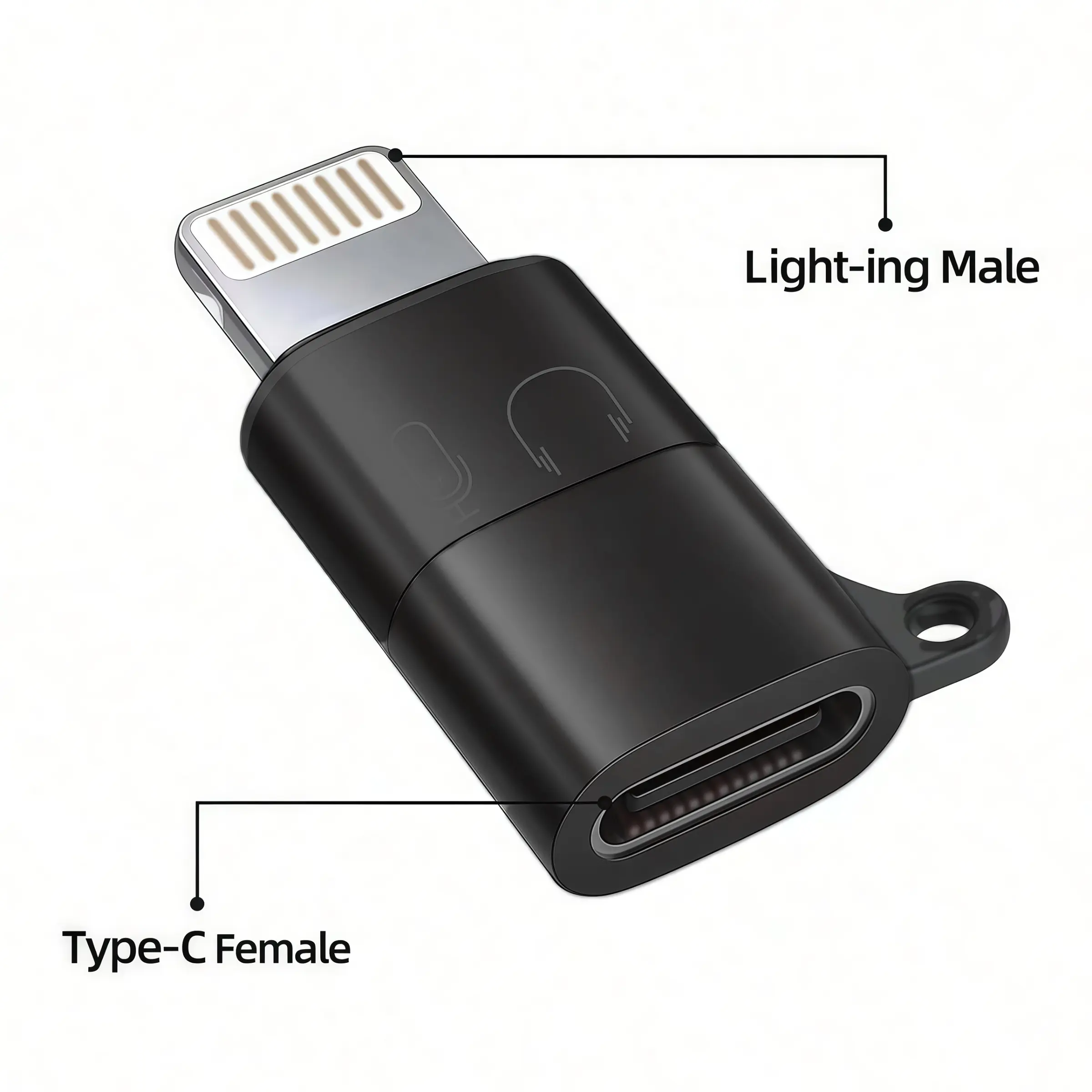 Lightning to Type-C Adapter, Fast Charging Support, Earphone Jack, Compatible with iOS Devices, iPhone, Wireless Microphone, Live Streaming