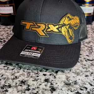TRX Inspired Richardson 112 Hat – Red Leather & Gold Carbon Fiber Leather Laser Engraved Patch