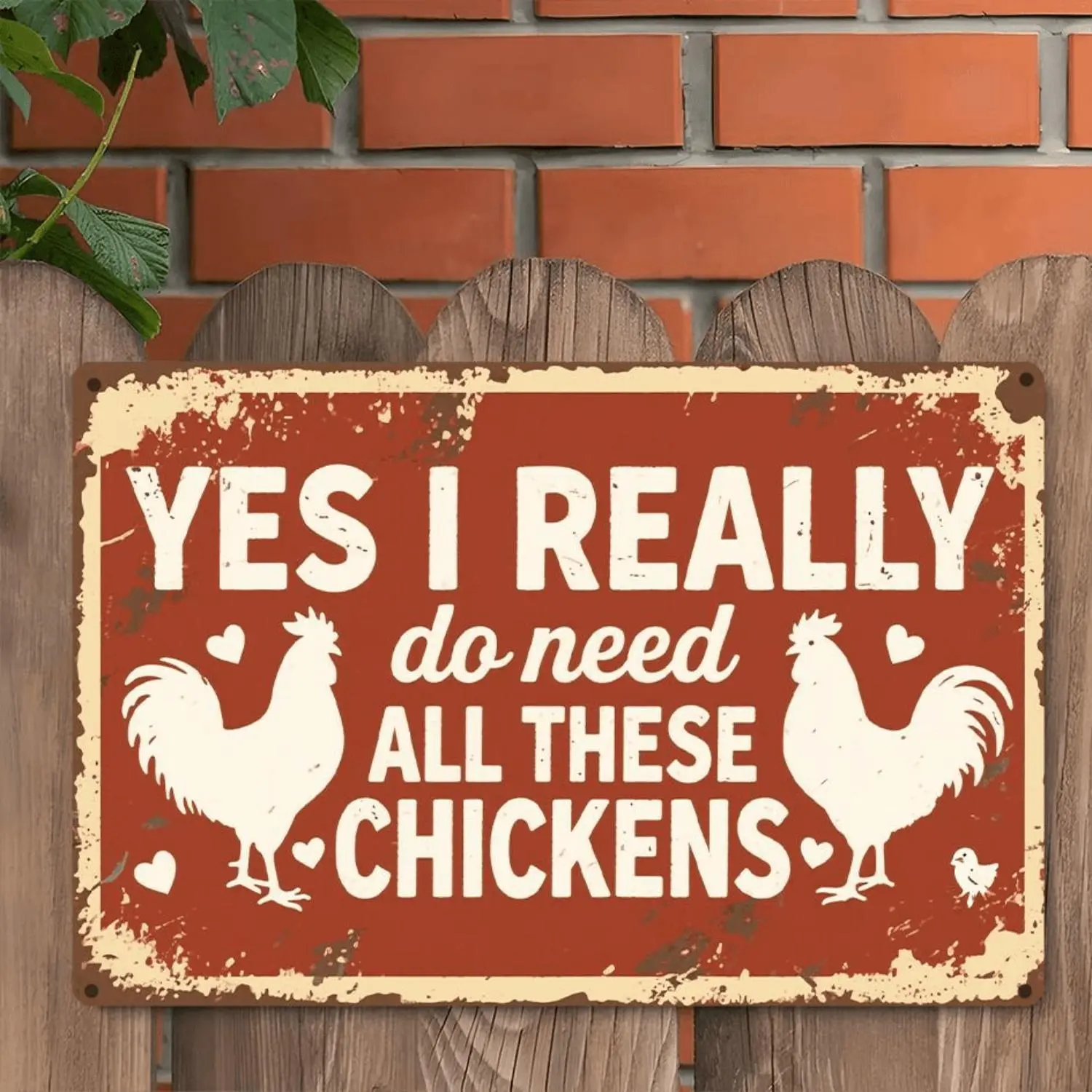 1pc PVC Rustic Rooster Animal Sign - Yes, I Really Do Need All These Chickens - Vintage Farmhouse Wall Art with Heart Accents, 8x12 in, Perfect for Home or Coop Decor, Chicken Coop Accessory