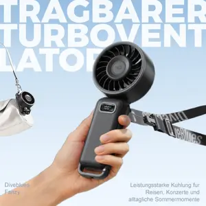 Diveblues Handheld Portable Turbo Mini Fan 3600mAh USB Rechargeable 100 Speeds 15 Hours Battery Air Turbo Tech for Travel Outdoor Activities