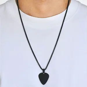1pc Stainless Steel Guitar Pick Pendant Necklace for Men