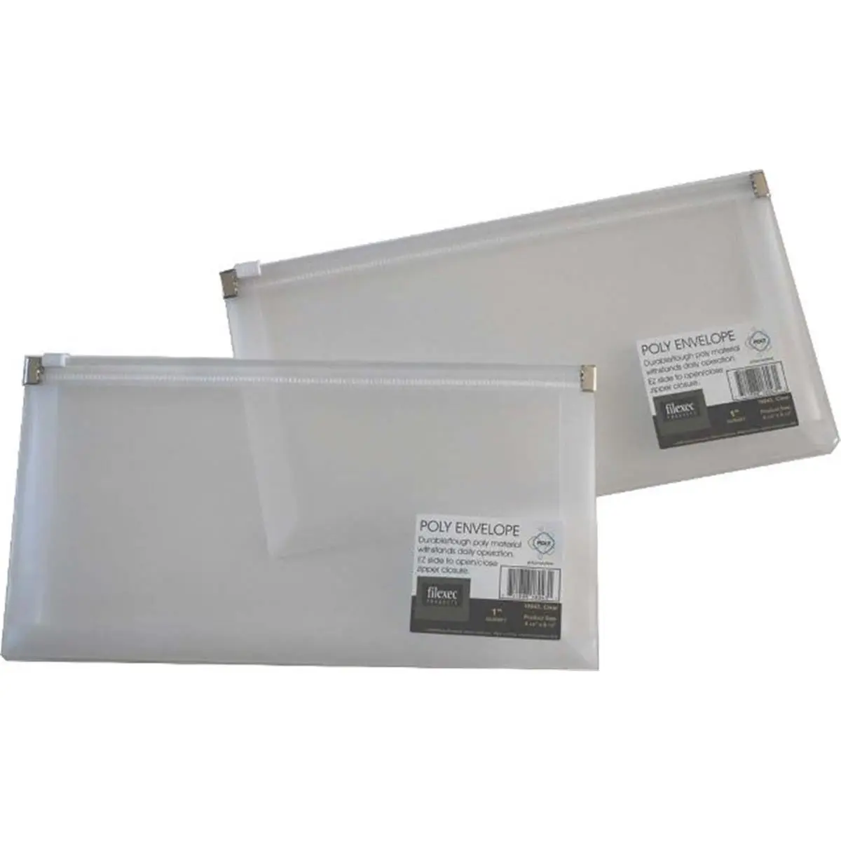 Filexec Side-Loading Zipper Envelopes - 4.75 x 9.5 Office Supplies, 1 in. Expansion, Transparent View, Set of 12