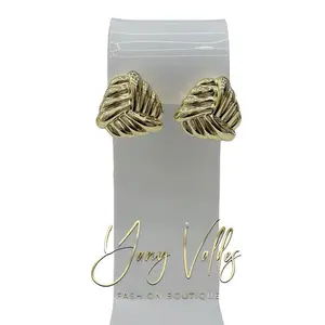 Fashion Boutique Gold Knot Stud Earrings for Women 14K Laminated Chunky Jewelry Accessory 23.2mm Elegant Modern Design