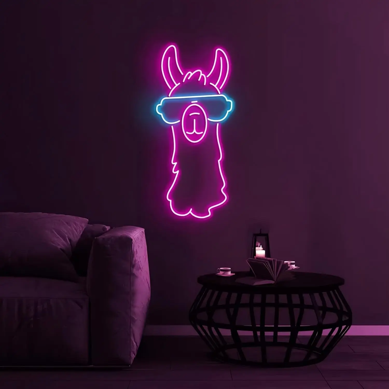 Alpaca Neon Sign with Sunglasses, Alpaca LED Light, Cute Animal Art, Pet Shop Decor, Home & Kids Room Decoration, Alpaca Lovers, Animal Enthusiasts