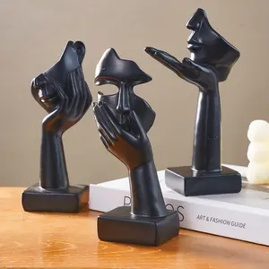 1PC, resin abstract black thinker figure sculpture, Nordic-style home soft decoration, resin handicraft, suitable for indoor table decoration and entrance hall decoration, Art Figurine