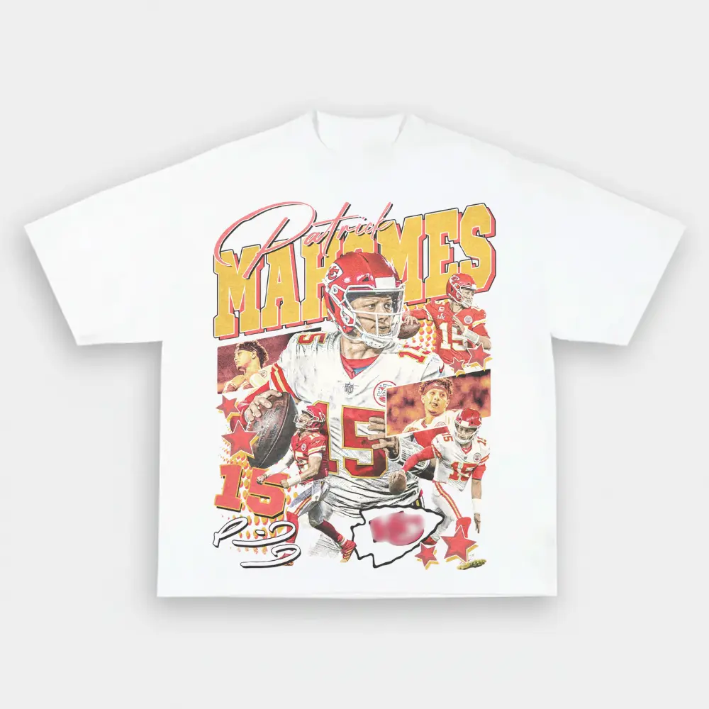 Patrick KC T-Shirt, Mahomes 15 Football Graphic Tee, Gildan Unisex Heavy Cotton Shirt, Football Fan Apparel, Kansas Football Shirt, Sports Gift for Men Women, Game Day Graphic Tee