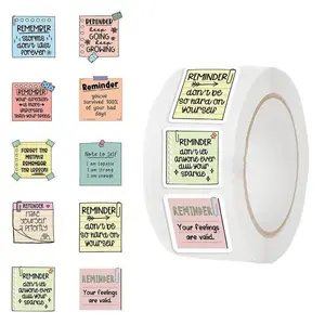 Mental Health Sticker, 500pcs/roll Reminder Decal, Positive Waterproof Sticker, Psychology Affirmations Feelings Mental Health Decor for Adult, Labels