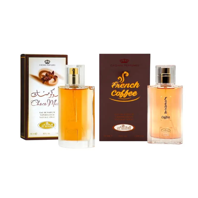 Bundle of Al rehab choco musk and French coffee 50 ml perfume (2 Pack)
