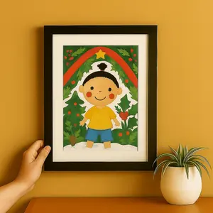 4 Pcs Black Kids Art Frame 13x10 Magnetic Artwork Display A4 Storage Frame MDF Front Loading Picture Frame Holds 150-200 Artwork Couple Gift ChristmasGifts FestiveGifts Wooden Framed Decor Photo Gallery Style Hanging Keyholes Flexible Orientation