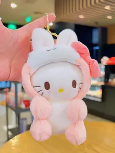 Hello Kitty Plush Keychain, Cute Cartoon Bunny Toy, Fluffy Bunny Keychain, Bag Accessory, Christmas Ornament, Festival Gift, Soft Stuffed Animal