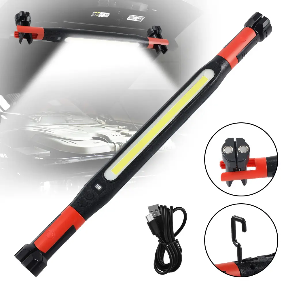 1PC Magnetic Rechargeable Work Light,Rechargeable LED Light with Battery , IP55 Weather-Resistant Under Hood Light with Magnetic Base | Hooks & Clamp for Car Repair,Garage,Emergency,Power Outage, Rechargeable Underhood Light, Rechargeable Lighting