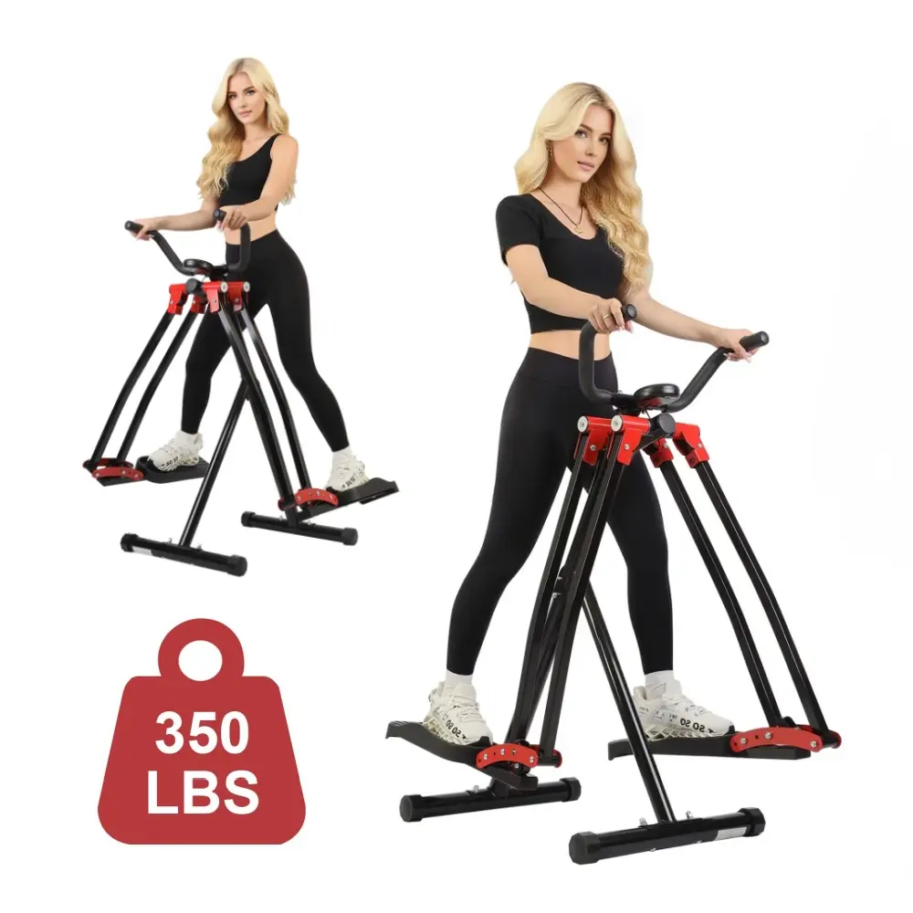 Foldable Air Walker Cross Trainer Glider, Compact Walking Trainer with Adjustable Resistance & LCD Monitor, 350 LBS Capacity Home Gym Cardio Fitness Agility Training Equipment