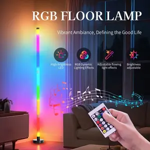 1pc floor atmosphere lamp music synchronization, remote control, easy to install - adjustable floor lamp, bedroom floor lamp, Adjustable RGB Lighting and home decoration, color changing mood floor lamp, living room and game room