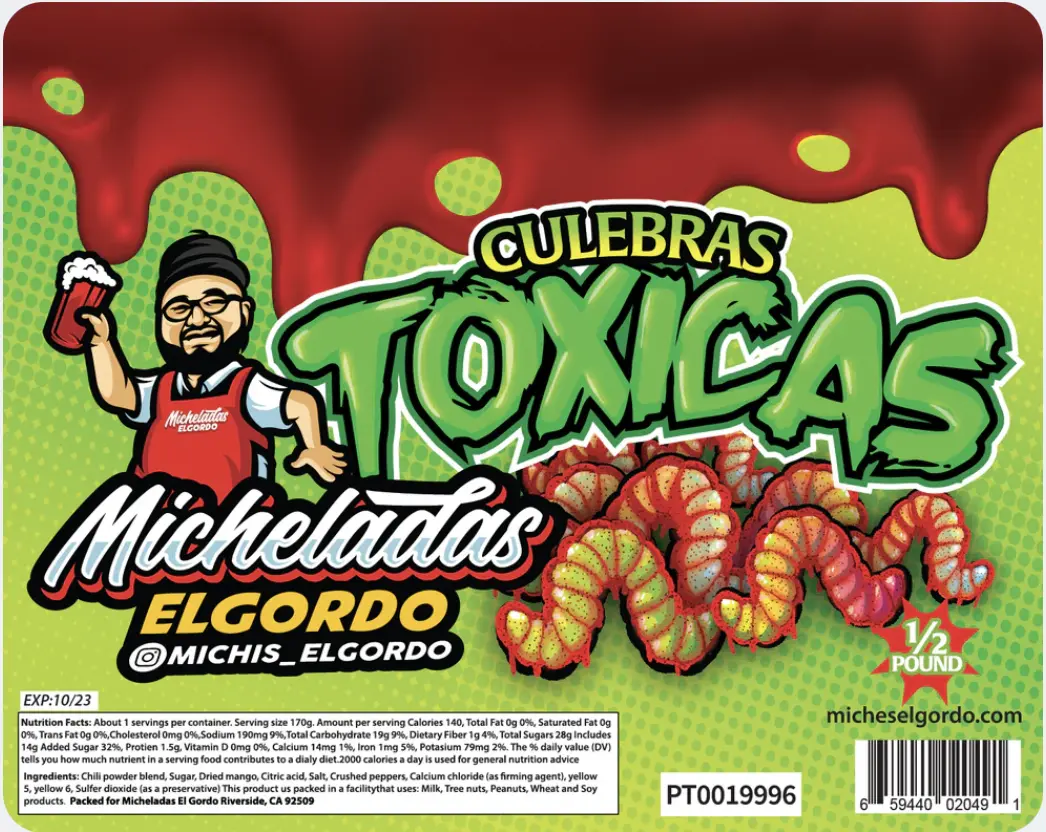 CULEBRAS TOXICAS, GUMMY WORMS WITH CHAMOY