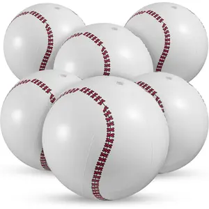 Inflatable Baseball Beach Balls 6 Pack 16-Inch Durable Beach Balls for Kids Summer Pool Toys Baseball Party Favors Sports Theme Decorations Giveaways