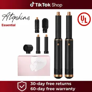 ATOPSKINS 5-in-1 Air Styler,The Industry Basic :Soft Airflow & Ultra-Lightweight(The attachments are made of plastic）, Zero Heat Damage (203°F) for Non-Aggressive Styling Includes 1 Hair Dryer 2 Hot Air Curlers  Pink Blue  30-day free returns Summervibes
