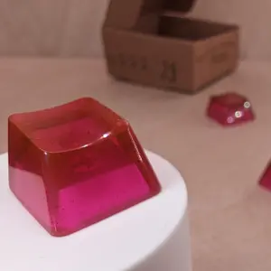 ResinKeyWorks Deep Purple Blank 1U Accent Keycaps, Transparent Hand Polished Resin OEM Caps with MX stems