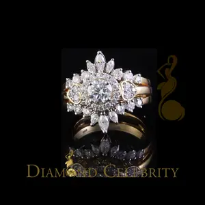 DiamondCelebritees Silver Wedding Ring 925 Moissanite Yellow Solitaire Enhancer Guard Wrap Insert 2ct Sz 7 for Youth