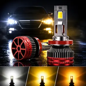 Yobis 2PCS LED three-color car headlight, H1/H3/H4/H7/H11/9005/9006/9012 warm white yellow car light, high power 140W high and low beam lamp, cars accessories, LED light kit 12V dedicated for cars, car essentials