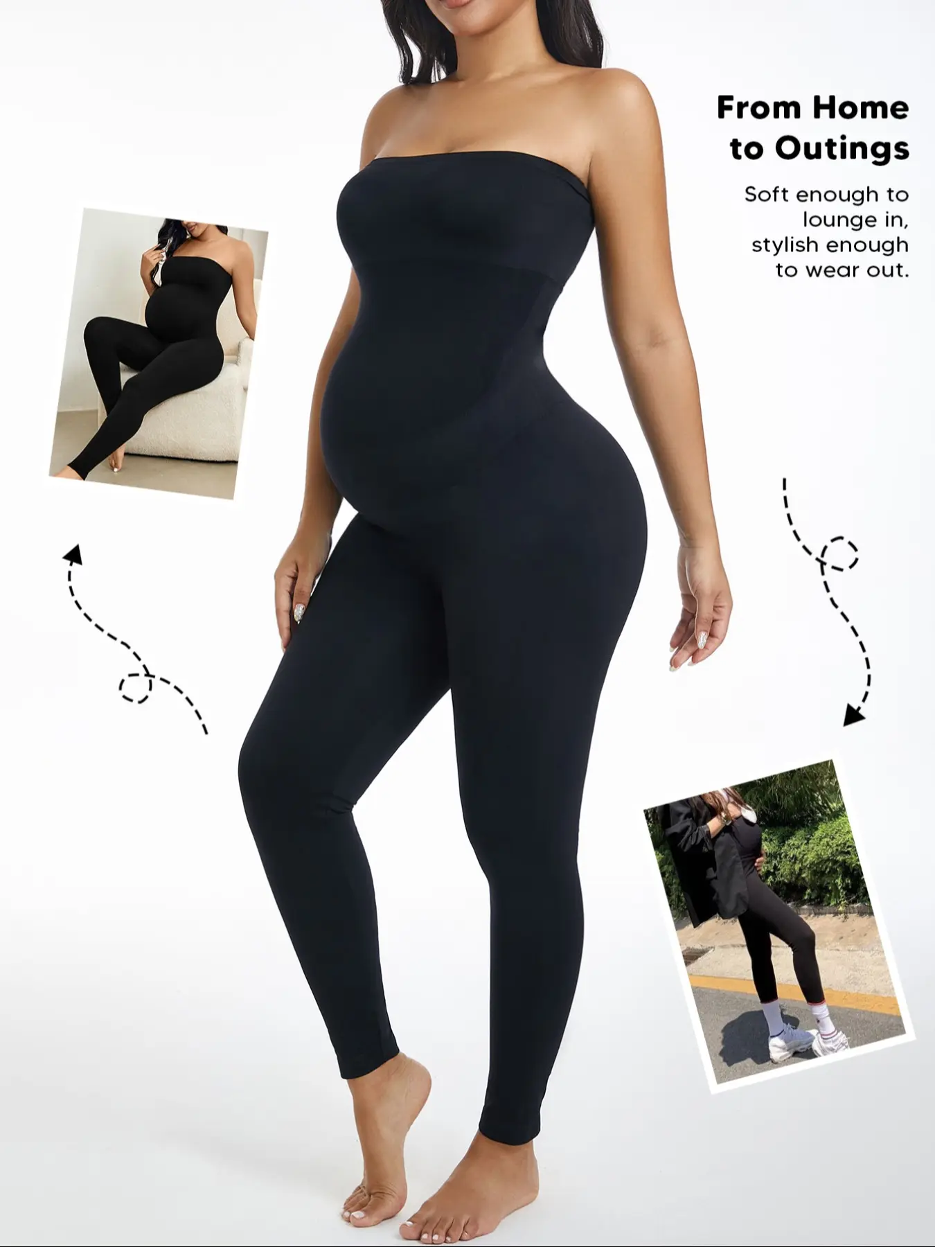 Maternity Strapless Bodysuit One Piece Jumpsuit, Seamless High Stretch Pregnancy, Soft Supportive over Belly Design, Casual Fall&winter, Prenatal Maternity Clothing, Maternity Outfits, Pregnancy Clothes