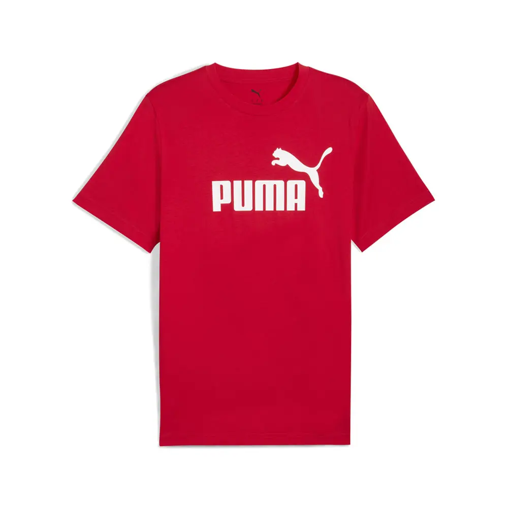 PUMA Mens Essentials Logo Crew Neck Short Sleeve Casual Tops Casual - Red