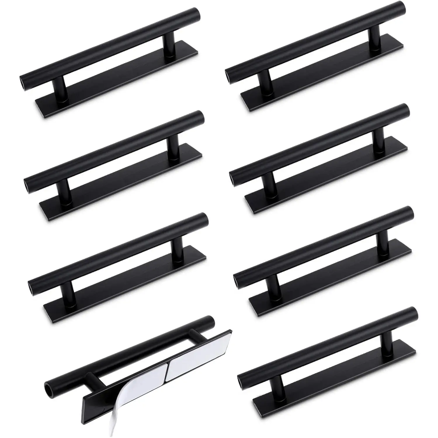 8pcs ABS Plastic Cabinet Handles with Glue, No-Drill Self-Stick Push-Pull Helpers, 2.2*3.25*13.3 cm Instant Hardware for Cabinets, Drawers, Door Hardware