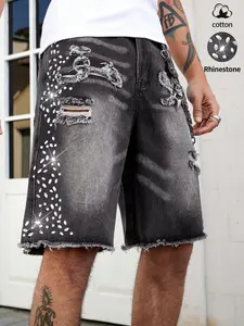 Comfort Stretch Ripped Men's Denim Jeans, Streetwear featuring a fringed design that perfectly complements everyday wear, are durable and comfortable, making them ideal for casual occasions