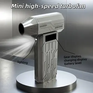 Turbo Jet Fan Mini Portable Electric Air Duster with 4-Speed Adjustment, LED Light, Brushless Motor, Type-C Rechargeable, Digital Display, Ergonomic Grip, Magnetic Nozzle for Outdoor Camping, Car Maintenance, PC Keyboard Cleaning Gift