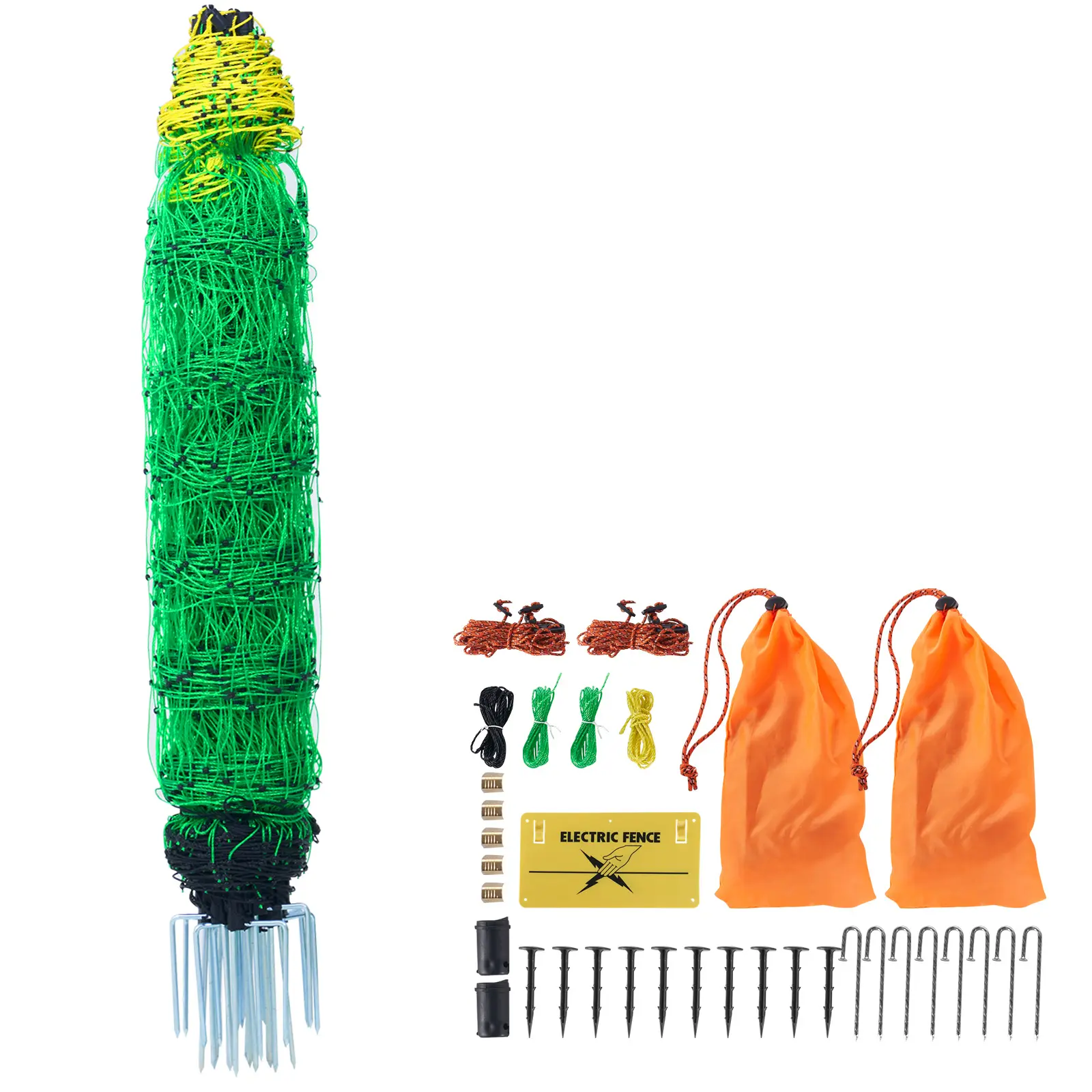 【Summerfinds】VEVOR Electric Fence Netting, 35 in x 164 ft PE Mesh with Posts & Double-Spiked Stakes, Portable Utility Fencing for Goats, Sheep, Comprehensive Protection, Solar Panels, AC110-240V Repair Kit, for Backyards, Farms
