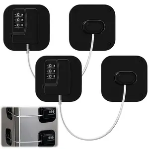 LMMAKE 2-Pack Black Combination Padlock, Heavy-Duty Security Lock for Refrigerators, Cabinets with Anti-Pinch Protection