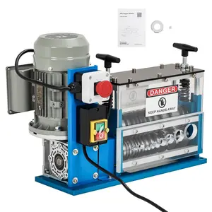 Automatic Wire Stripping Machine 0.06"–1.5", 370W High-Speed Cable Stripper at 98 Ft/Min with 10 Channels & 10 Blades, Transparent Guard for Scrap Copper Recycling
