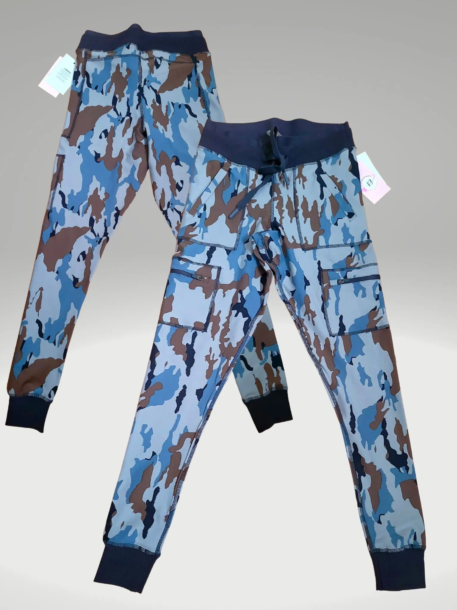 Mono b Camo Print Hybrid Cargo Leggings - Solid Polyester, Comfortable Design, Drawstring Closure, Ideal for Women's Wear