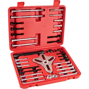 46 Count Harmonic Balancer Puller Set for Automotive Power Steering Wheel Pulley Puller Installer Tool Kit with 30 Sizes & Steel Yoke Frame