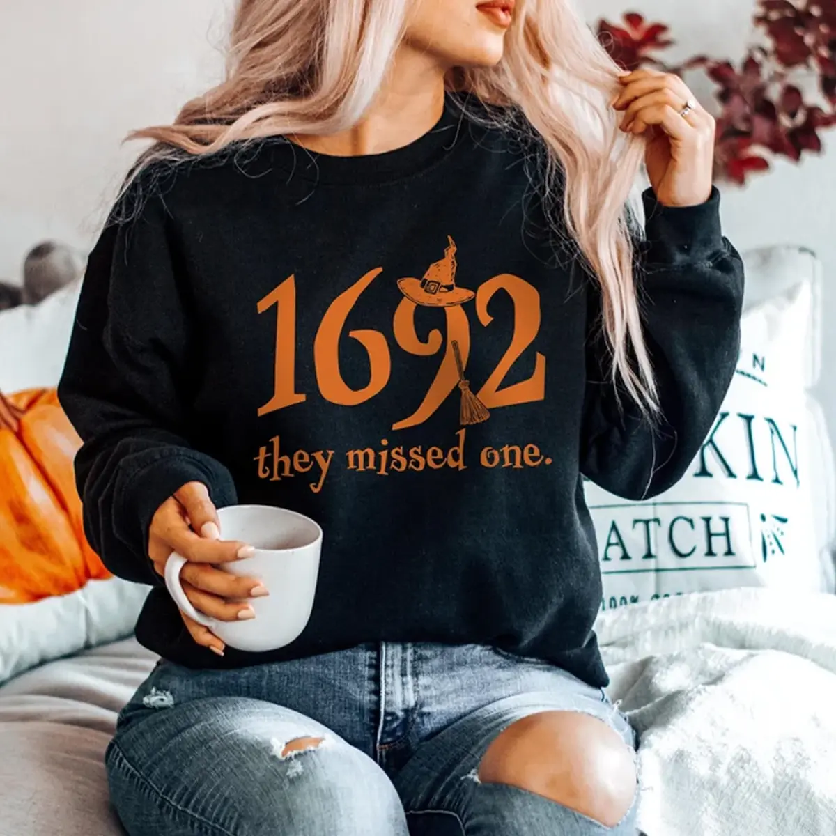 Women Cotton Soft Oversized Sweatshirt Crewneck Long Sleeve, 1692 Salem Halloween Sweatshirt, They Missed One, Witch Sweatshirt, Witchy Gifts for Women Gift
