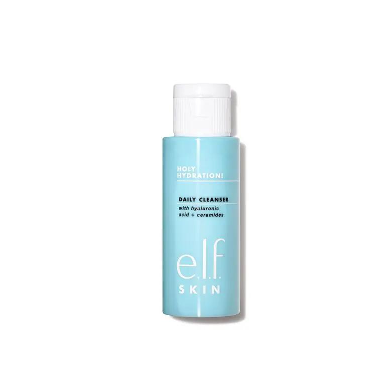 e.l.f. Cosmetics Mini Holy Hydration Daily Cleanser - Hydrating Formula with Hyaluronic Acid for Gentle Facial Cleansing, Travel Size, 1.01  oz (30mL)