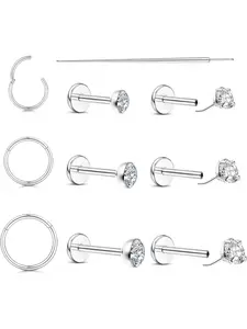 20G/18G Nose Rings Studs for Women Men - 14K Gold Filled Flat Back Nose Studs Nose Ring Hoops Hypoallergenic Steel Threadless Push in CZ Helix Tragus Conch Nostril Cartilage Piercing Jewelry Hinged Nose Ring