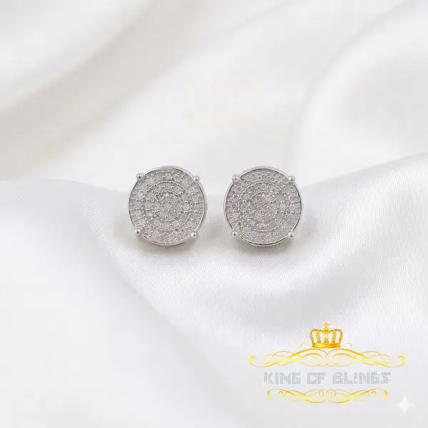 King Of Bling's 925 Sterling Silver White Hip Hop 0.40ct Diamond Men's/ Women's Stud Earrings
