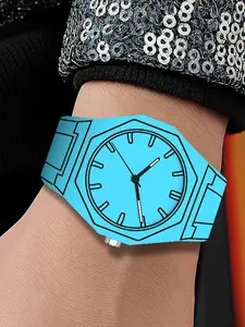 A men's new fashion trend animation watch Men's anime line art students' men's and women's personality Quartz Analog Watch waterproof quartz wristwatch