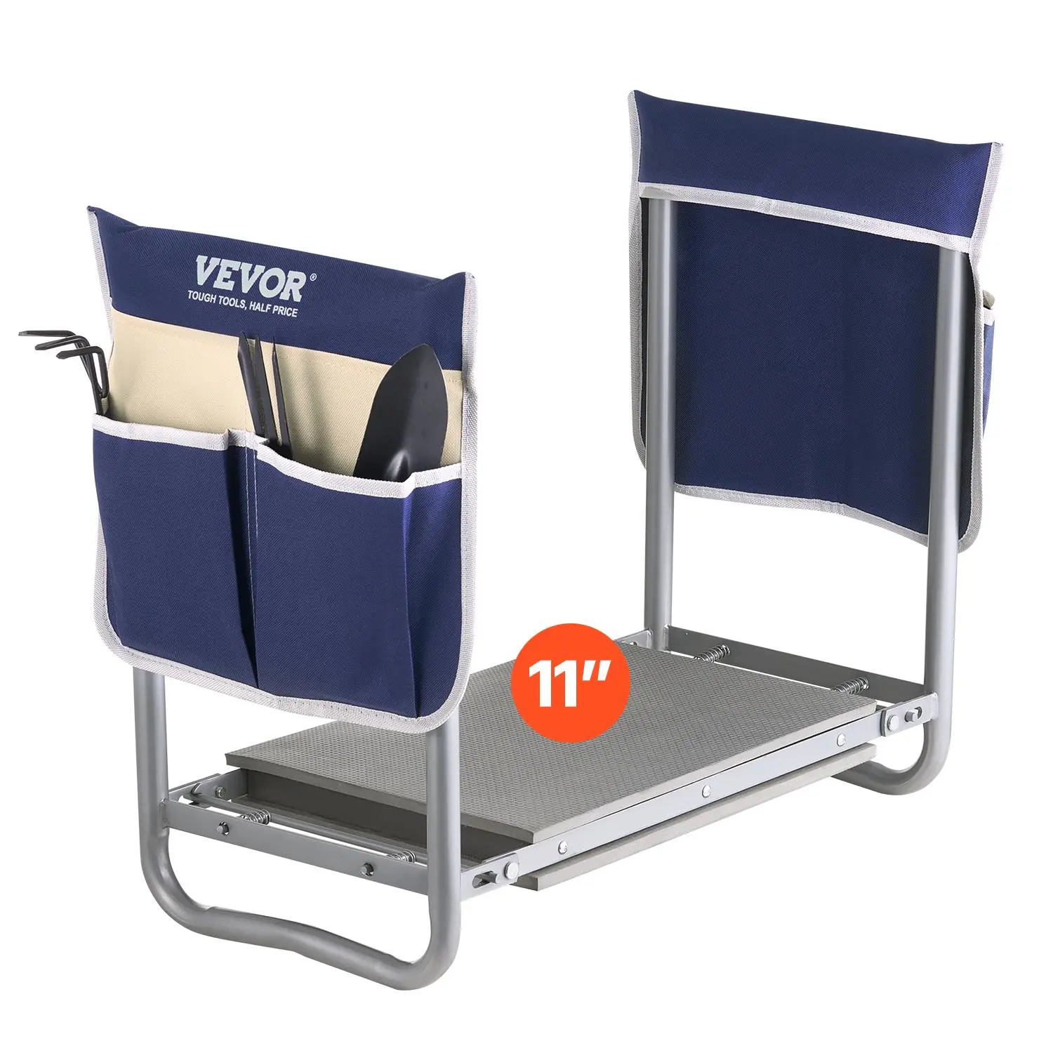 【Summerfinds】VEVOR Garden Kneeler and Seat,  , 11 in Wide Kneeling Pad, Heavy Duty Garden Kneeling Stool, Folding Garden Seat with 2 Tool Bags, Relieve Knee & Back Pain, Non-Slip Garden Bench for Women Grandparents