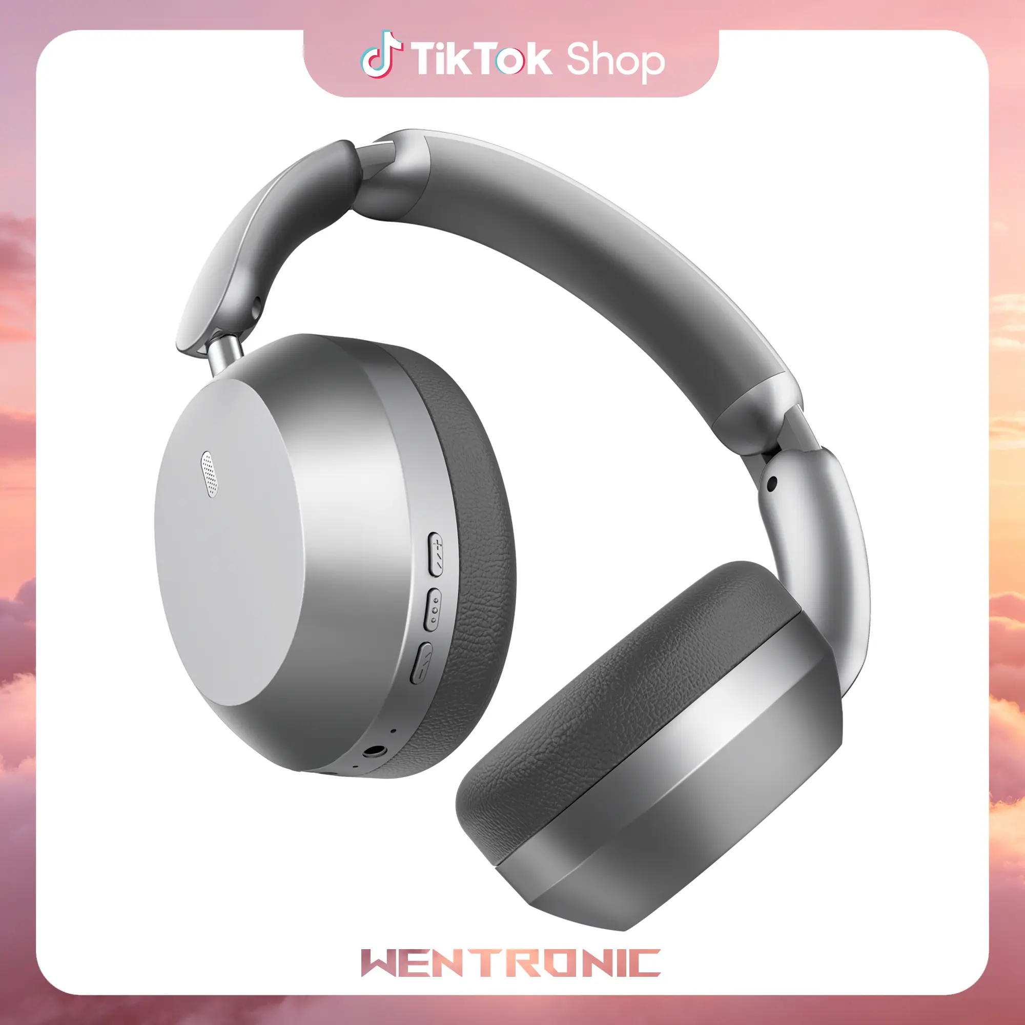 WENTRONIC Y04 Over-Ear Active Noise Cancellation (ANC) Wireless Bluetooth Headphones - Foldable Audio Device with 48H Playtime, Hi-Fi Sound, Soft Ear Cushions, Compatible with Mobile, PC & Laptop for Travel, Work