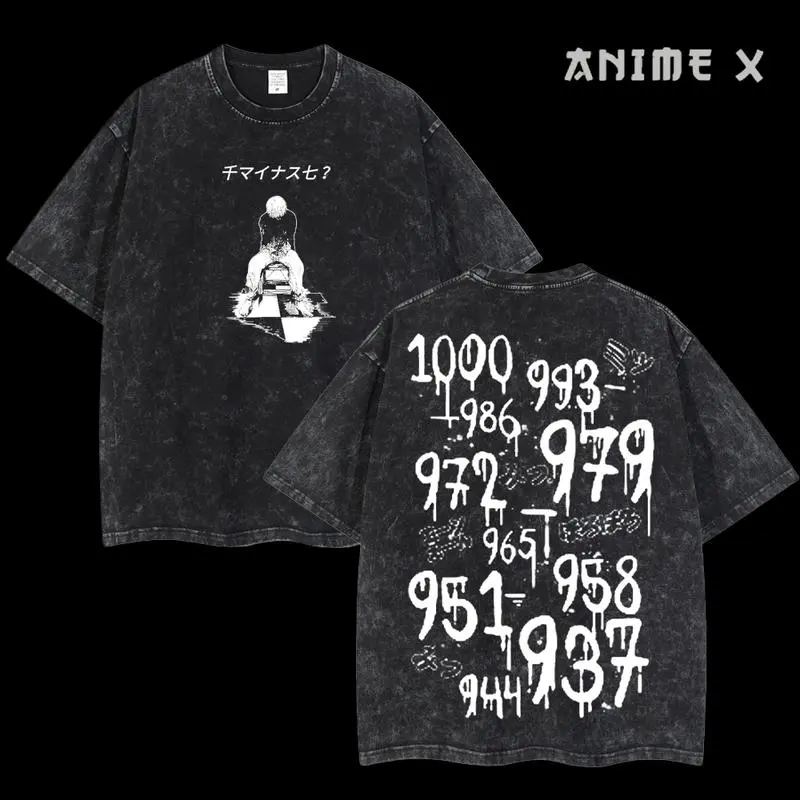 Retro Vintage Limited Haise Sasaki Kaneki Ken Tokyo Ghoul Anime Double Printed  Washed Tee Unisex Oversize Anime Manga Acid Washed Lightweight Cotton T-Shirt Gift For Anime Fan Lover