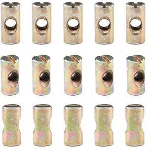 Hilitchi 20-Pcs M6 Pozidriv Slotted Barrel Nuts Cross Dowels Slotted Nuts for Furniture Beds Crib Chairs - M6 x 20mm